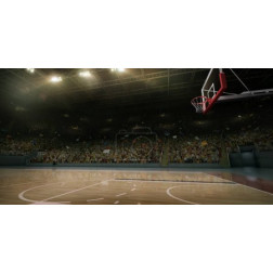 Professional basketball arena. Tribunes with sport fans. 3D illustration